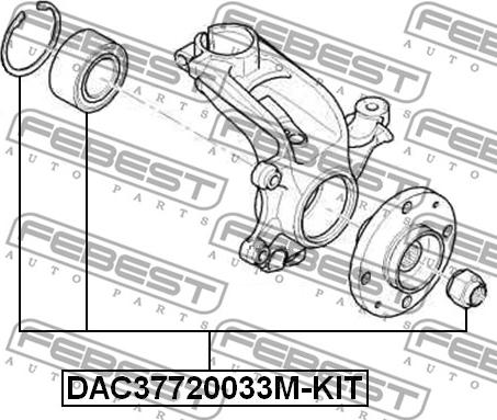 Febest DAC37720033M-KIT - Комплект підшипника маточини колеса autocars.com.ua