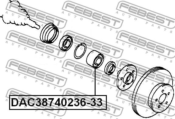 Febest DAC38740236-33 - Підшипник ступиці колеса autocars.com.ua