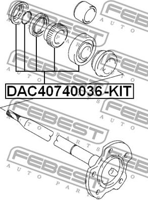 Febest DAC40740036-KIT - Комплект підшипника маточини колеса autocars.com.ua