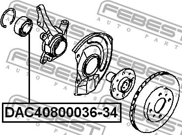 Febest DAC40800036-34 - Підшипник ступиці колеса autocars.com.ua