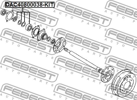 Febest DAC40800038-KIT - Комплект підшипника маточини колеса autocars.com.ua