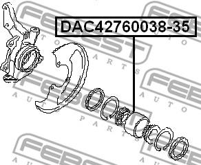 Febest DAC42760038-35 - Подшипник ступицы колеса avtokuzovplus.com.ua