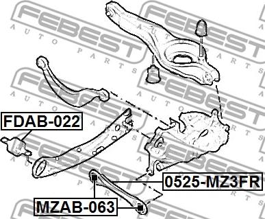 Febest FDAB-022 - Сайлентблок, рычаг подвески колеса avtokuzovplus.com.ua