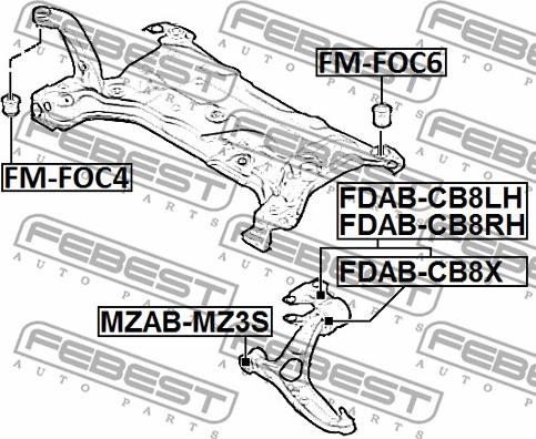 Febest FDAB-CB8X - Сайлентблок, рычаг подвески колеса avtokuzovplus.com.ua