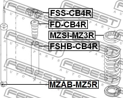 Febest FSS-CB4R - Опора стойки амортизатора, подушка autodnr.net