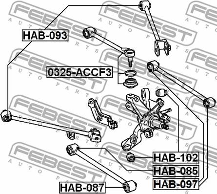 Febest HAB-087 - Сайлентблок, рычаг подвески колеса autodnr.net