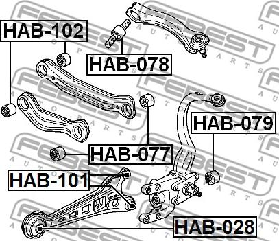 Febest HAB-101 - Сайлентблок, важеля підвіски колеса autocars.com.ua