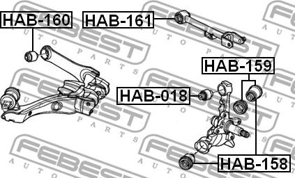 Febest HAB-159 - Сайлентблок, рычаг подвески колеса avtokuzovplus.com.ua