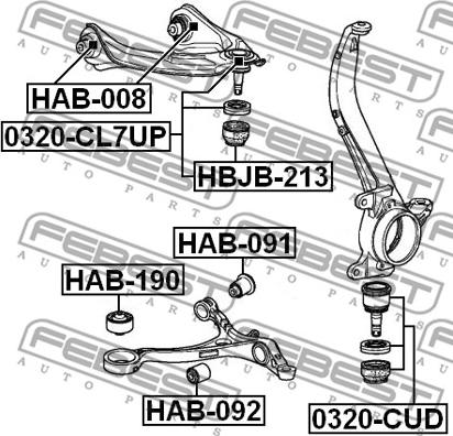 Febest HAB-190 - Сайлентблок, важеля підвіски колеса autocars.com.ua