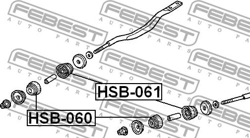 Febest HSB-060 - Сайлентблок, рычаг подвески колеса avtokuzovplus.com.ua