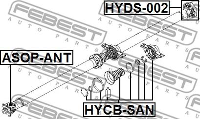 Febest HYDS-002 - Шарнір, поздовжній вал autocars.com.ua