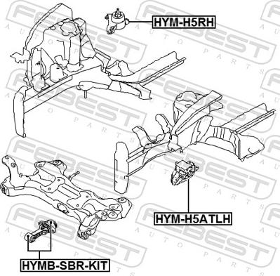 Febest HYM-H5ATLH - Подушка, підвіска двигуна autocars.com.ua