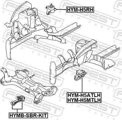 Febest HYM-H5RH - Подушка, підвіска двигуна autocars.com.ua