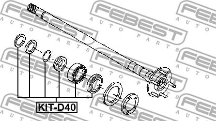 Febest KIT-D40 - Підшипник, приводний вал autocars.com.ua