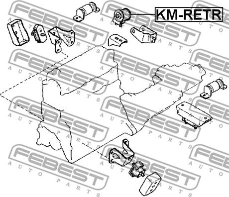 Febest KM-RETR - Подушка, підвіска двигуна autocars.com.ua