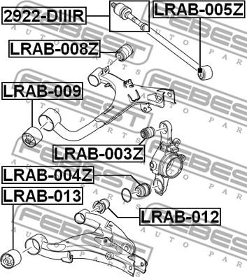 Febest LRAB-008Z - Сайлентблок, важеля підвіски колеса autocars.com.ua