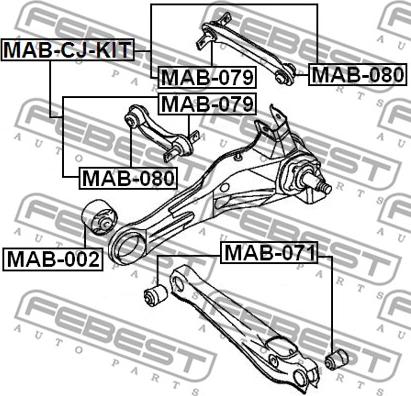 Febest MAB-079 - Сайлентблок, рычаг подвески колеса avtokuzovplus.com.ua