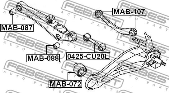 Febest MAB-088 - Сайлентблок, рычаг подвески колеса avtokuzovplus.com.ua