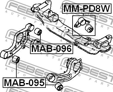 Febest MAB-095 - Сайлентблок підвіски autocars.com.ua