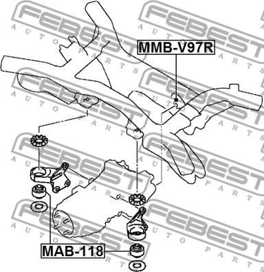 Febest MAB-118 - Опора диференціала Dodge Caliber Jeep Compass. Patriot Mitsubishi Outlander II 1.8-3.0 06.06- autocars.com.ua