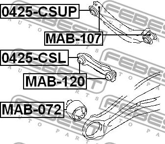 Febest MAB-120 - Сайлентблок, рычаг подвески колеса avtokuzovplus.com.ua