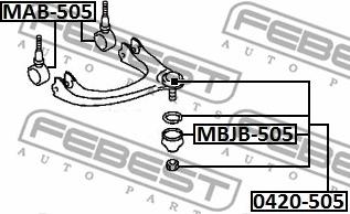 Febest MAB-505 - САЙЛЕНБЛОК ВЕРХНЕГО РЫЧАГА MITSUBISHI GALANT E55A-E75A 1992-1996 FEBEST autodnr.net
