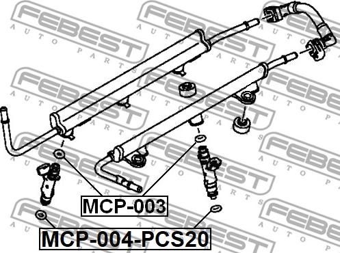 Febest MCP-004-PCS20 - Кільце ущільнювача, клапанна форсунка autocars.com.ua