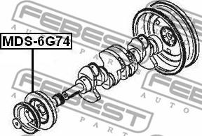 Febest MDS-6G74 - Ремінний шків, колінчастий вал autocars.com.ua