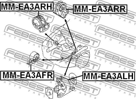 Febest MM-EA3ARR - Подушка, підвіска двигуна autocars.com.ua