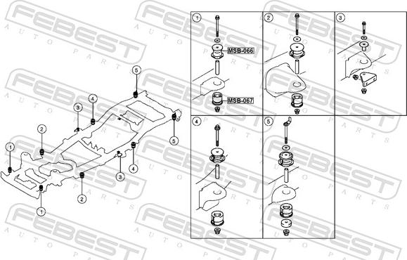 Febest MSB-066 - Втулка, балка мосту autocars.com.ua