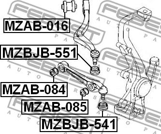 Febest MZAB-016 - Сайлентблок, важеля підвіски колеса autocars.com.ua