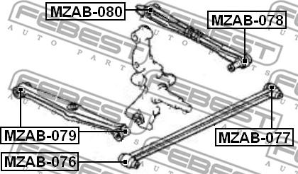 Febest MZAB-076 - Сайлентблок, важеля підвіски колеса autocars.com.ua