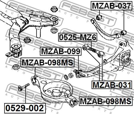 Febest MZAB-098MS - Сайлентблок, важеля підвіски колеса autocars.com.ua