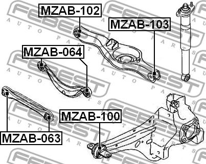 Febest MZAB-103 - САЙЛЕНБЛОК ЗАДНЕЙ ТЯГИ MAZDA CX-7 ER 2006- FEBEST autodnr.net