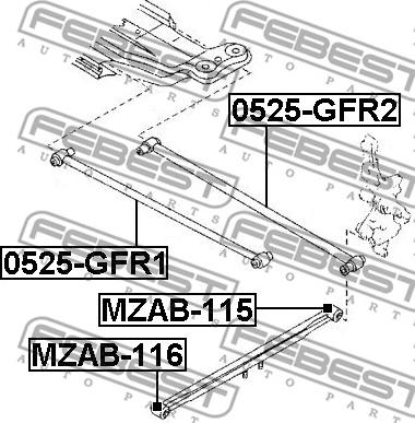 Febest MZAB-116 - Сайлентблок, важеля підвіски колеса autocars.com.ua