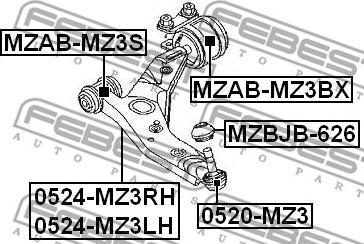 Febest MZAB-MZ3BX - Сайленблок задний переднего рычага без кронштейна mazda 3 bk 2003-2008 autodnr.net