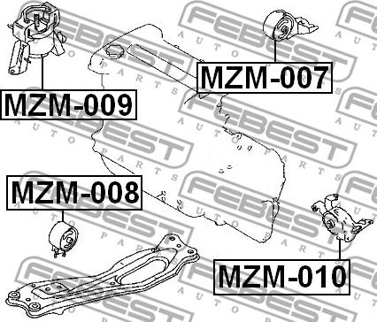 Febest MZM-009 - Подушка, підвіска двигуна autocars.com.ua