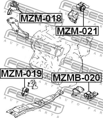 Febest MZM-018 - Подушка, опора, подвеска двигателя avtokuzovplus.com.ua