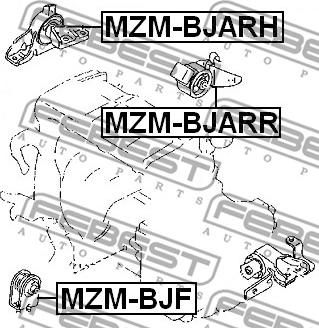 Febest MZM-BJARH - Подушка, підвіска двигуна autocars.com.ua