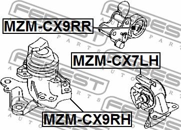 Febest MZM-CX9RR - Подушка, підвіска двигуна autocars.com.ua