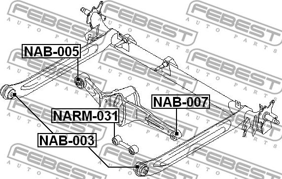 Febest NAB-005 - Сайлентблок, рычаг подвески колеса avtokuzovplus.com.ua