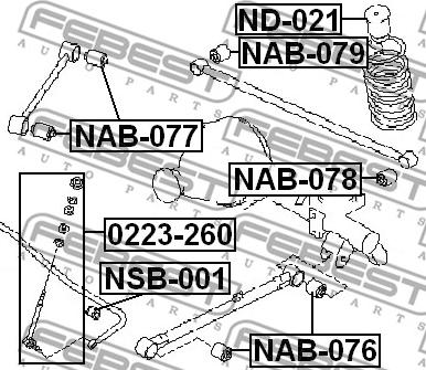 Febest NAB-076 - Сайлентблок, важеля підвіски колеса autocars.com.ua