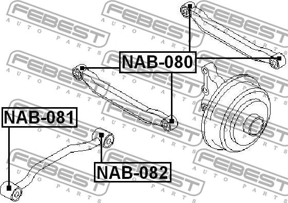 Febest NAB-082 - Сайлентблок, рычаг подвески колеса avtokuzovplus.com.ua