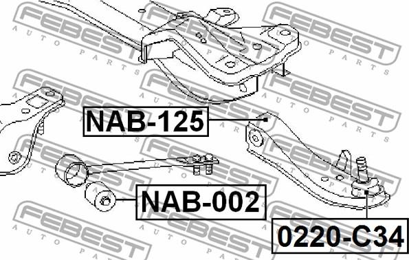 Febest NAB-125 - Сайлентблок, важеля підвіски колеса autocars.com.ua