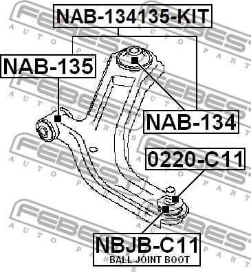 Febest NAB-134135-KIT - Сайлентблок, важеля підвіски колеса autocars.com.ua