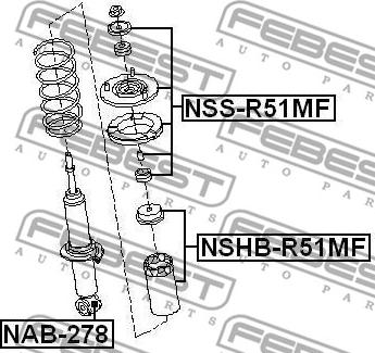 Febest NSS-R51MF - Опора стійки амортизатора, подушка autocars.com.ua