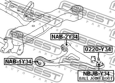 Febest NAB-2Y34 - Сайлентблок, рычаг подвески колеса avtokuzovplus.com.ua