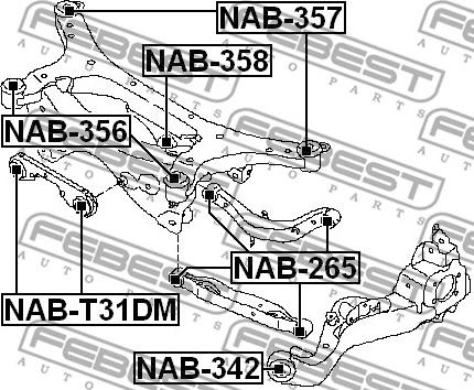 Febest NAB-342 - Сайлентблок, важеля підвіски колеса autocars.com.ua