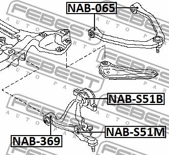 Febest NAB-369 - Сайлентблок, важеля підвіски колеса autocars.com.ua