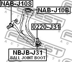 Febest NAB-J10S - Сайлентблок переднего рычага Nissan Qashqai-X-Trail-Renault Kaleos 07- передний autocars.com.ua